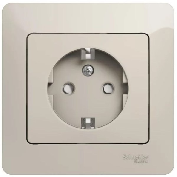Розетка Встраив Одинарная c Заземлением+Шторы Молочный IP20 16А 250В GLOSSA Schneider Electric
