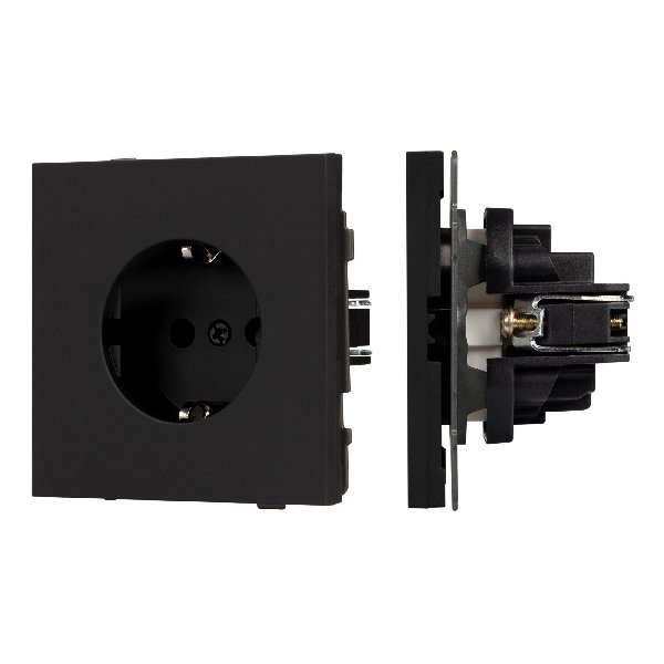 Механизм электрической розетки SCT-TENDO-MEU1-SFPL-BK (230V, 16A) (Arlight, Матовый черный)