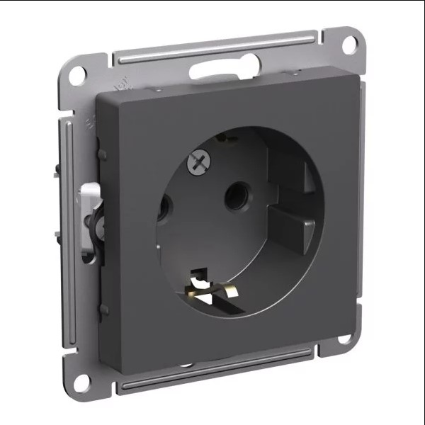 Розетка В Рамку  Одинарная С Заземлением Базальт IP20 16А 250В ATLASDESIGN Schneider Electric