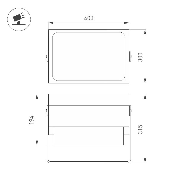 Светильник ALT-POLARIS-S400x300-300W Day5000 (BK, 6 deg, 230V) (Arlight, IP66 Металл, 3 года)