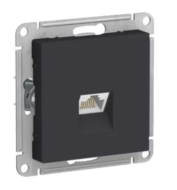 Розетка компьютерная RJ-45 одинарная кат.6, Карбон, Atlas Design, Schneider Electric