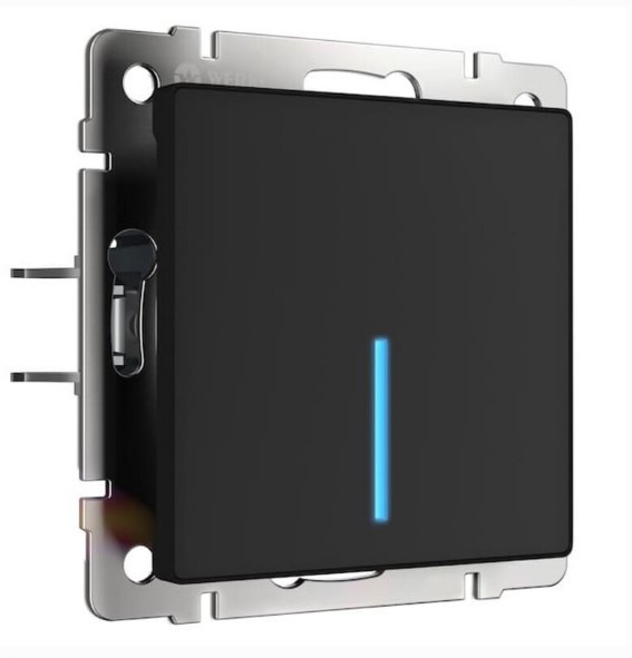 Выключатель Сенсорный Wi-Fi В Рамку Одноклавишный С Подсветкой Черный матовый IP20 2,5А 250В  Werkel