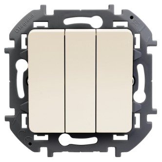 Выключатель В Рамку Трехклавишный Без Подсветки Слоновая кость IP20 10А 250В  INSPIRIA Legrand