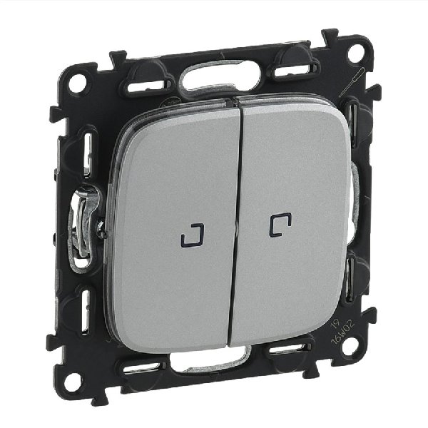 Переключатель В Рамку Двухклавишный С Подсветкой Алюминий IP20 10А 250В ALLURE Legrand