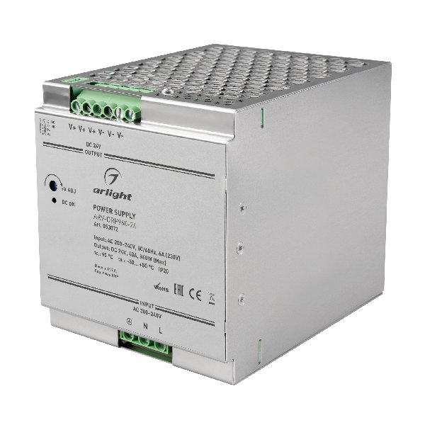 Блок питания ARV-DRP960-24 (24V, 40A, 960W, PFC) (Arlight, IP20 Металл, 5 лет)