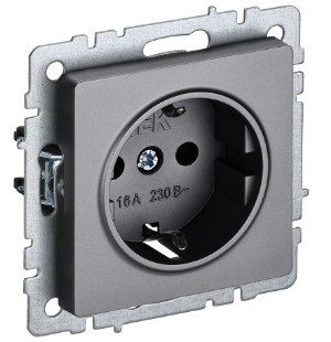 Розетка В Рамку  Одинарная С Заземлением+Шторки Сталь IP20 16А 250В Универс IEK