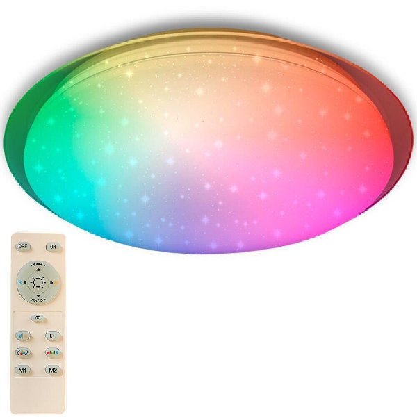 Светильник Накладной Круг LED 1х60Вт 3000К-6500К/RGB 4900Лм Белый Радио Пульт Кольцо SATURN MAYSUN