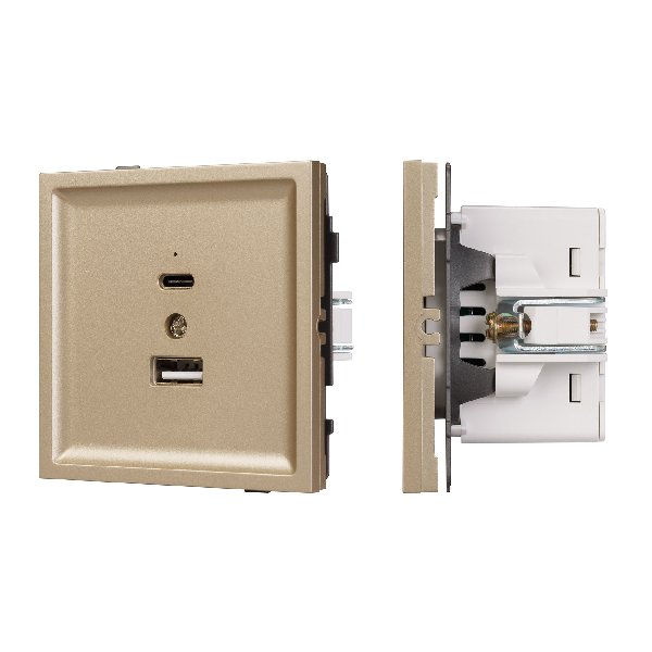 Механизм USB розетки SCT-TENDO-MUAC-SFPL-GD (5V, 3A, QC3) (Arlight, Матовый песочный)