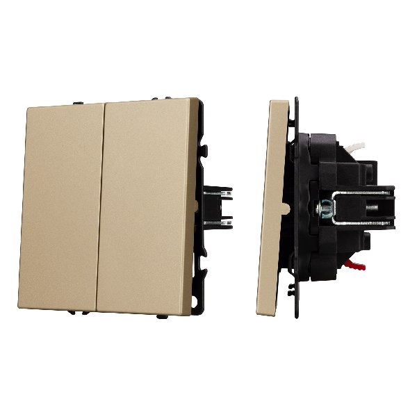 Механизм выключателя двухклавишный непроходной SWT-NOBE-MK02-SFPL-GD (230V, 10A) (Arlight, Золотой п