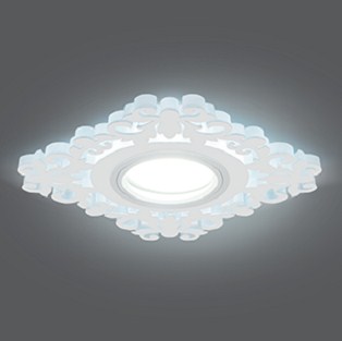 Светильник Точечный ДекорСтекло MR16+LED4000К 1х50Вт GU5.3 Белый 120х120х25мм IP20 BL130 Gauss
