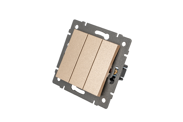 Механизм выключателя трехклавишный непроходной SWT-MK03-PL-GD-V (250V, 10A) (Arlight, -)