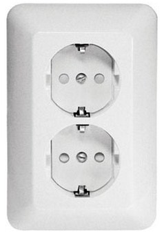 Розетка Встраив Двойная с Заземлением+Шторки Белый IP 20 16А 250В ПРИМА Schneider Electric