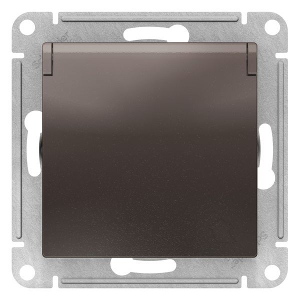 Розетка В Рамку  Одинарная С Заземлением+Шторки+Крышка Мокко IP20 16А 250В ATLASDESIGN Schneider Ele