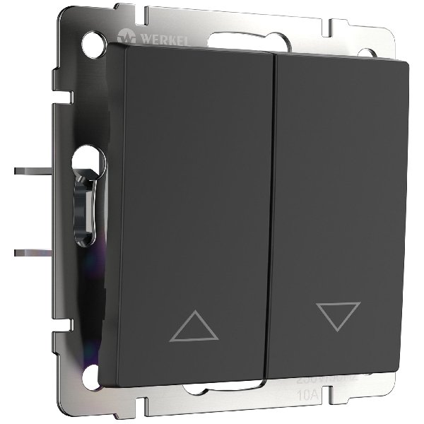 Выключатель для Жалюзи В Рамку Двухклавишный  Черный IP20 10А 250В  Werkel