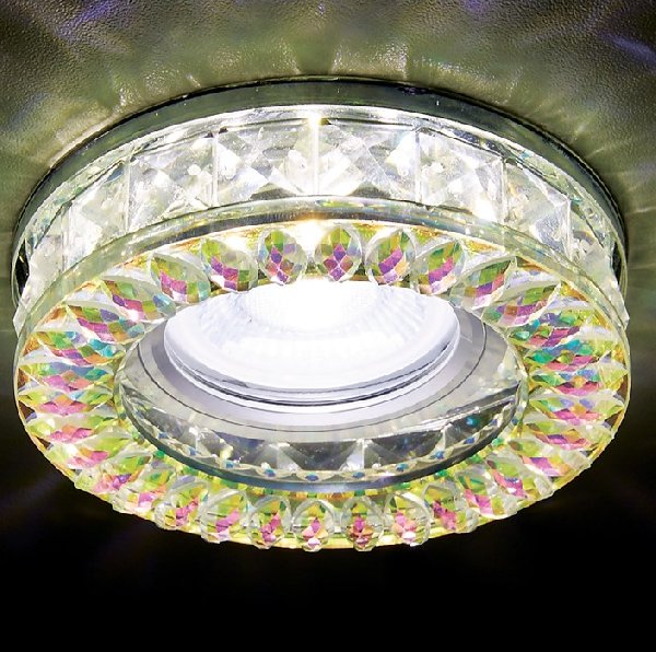 Светильник Точечный ДекорСтекло MR16+LED 1х50Вт GU5.3  Хром-Перламутровый D95х25мм S241 Ambrella