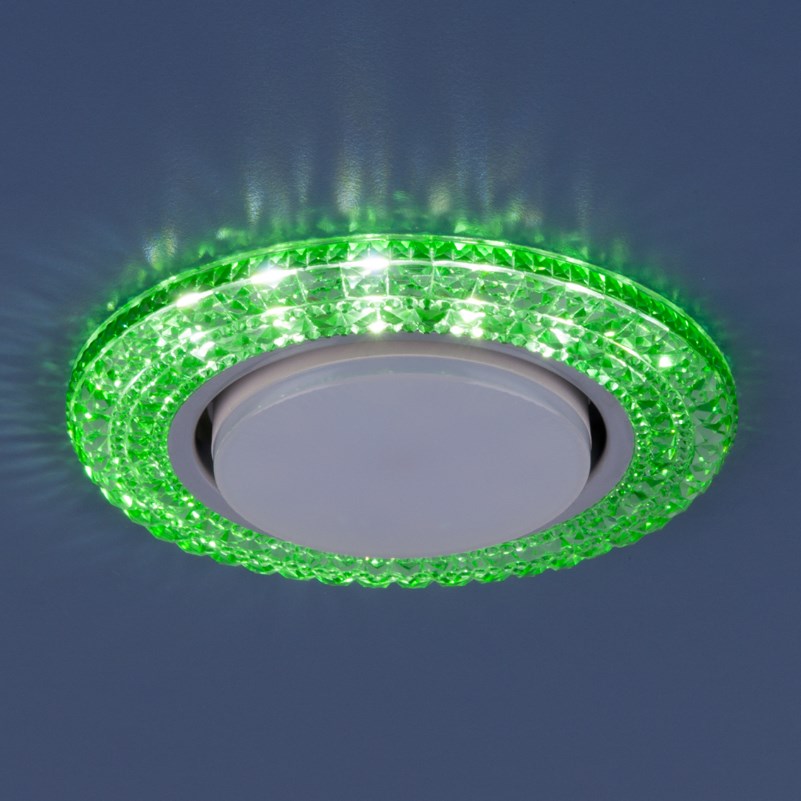 Светильник Точечный ДекорСтекло GX53+LED Зеленый D135мм  IP20 3030 GR ES