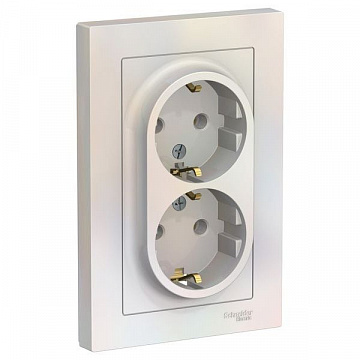 Розетка Встраив Двойная С Заземлением Жемчуг IP20 16А 250В ATLASDESIGN Schneider Electric