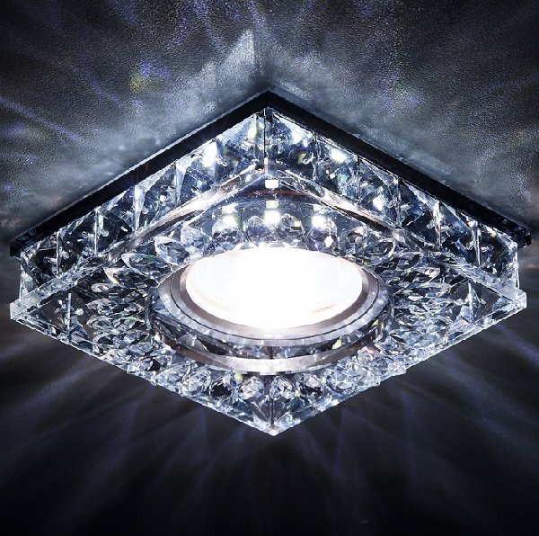 Светильник Точечный ДекорСтекло MR16+LED 1х50Вт GU5.3  Хром-Тонированный 95х95х25мм S251 Ambrella