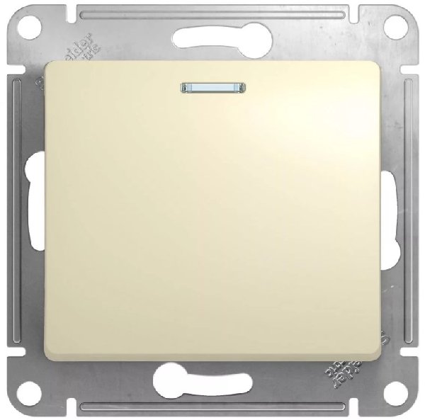 Переключатель В Рамку Одноклавишный С Подсветкой Молочный IP20 10А 250В GLOSSA SE