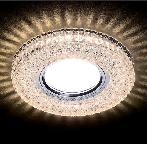 Светильник Точечный ДекорСтекло MR16+LED 1х50Вт GU5.3 Хром-Прозрачный D100x30мм S271 WW Ambrella