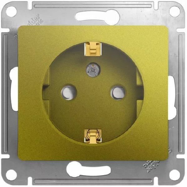 Розетка В Рамку Одинарная c Заземлением+Шторки Фисташковый IP20   GLOSSA Schneider Electric