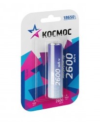 Элемент питания 18650 Аккумулятор Li-ion 3.7В 2600 мА/ч Космос