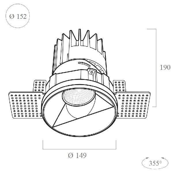 Светильник встр. Черный Wallwasher D150мм 134лм IP54 36Вт CRI 95+ 3000К DALI