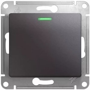 Переключатель В Рамку Одноклавишный С Подсветкой Графит IP20 10А 250В GLOSSA SE