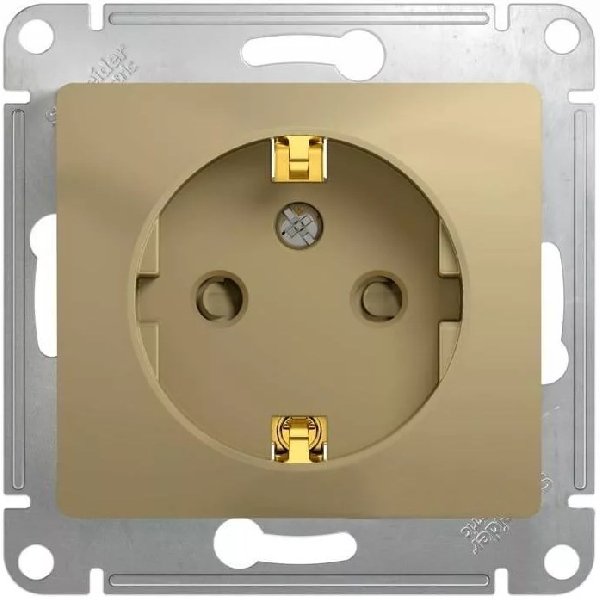 Розетка В Рамку Одинарная c Заземлением+Шторки Титан IP20   GLOSSA Schneider Electric