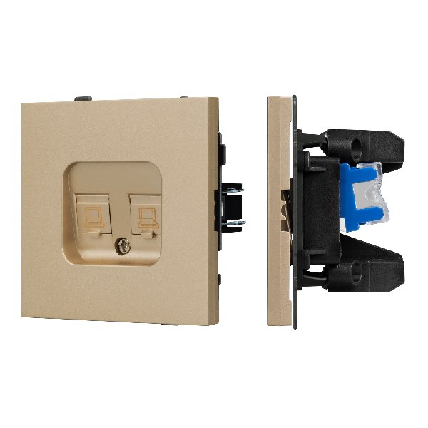 Механизм компьютерной розетки двойной SCT-TENDO-MPC2-SFPL-GD (RJ-45, CAT6) (Arlight, Матовый песочны