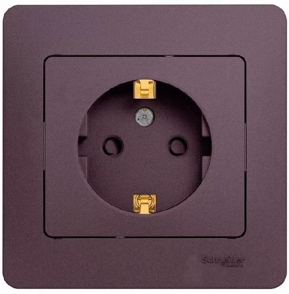 Розетка Встраив Одинарная c Заземлением+Шторки Сиреневый Туман IP20   GLOSSA Schneider Electric