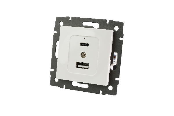 Механизм USB розетки SCT-MUAC-PL-WH-V (5V, 3A, QC4) (Arlight, -)