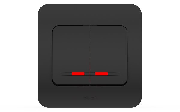 Выключатель В Рамку Двухклавишный С Подсветкой Черный матовый IP20 10А 250В Silverline Jazz El-BI