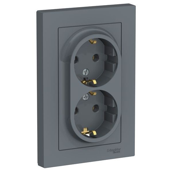 Розетка Встраив Двойная С Заземлением Грифель IP20 16А 250В ATLASDESIGN Schneider Electric