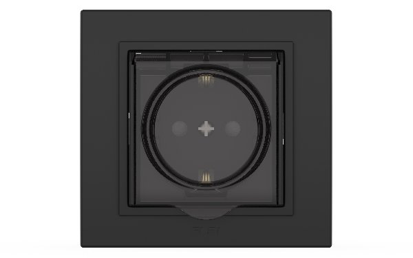 Розетка Встраив  Одинарная с Заземлением+Крышка Черный Матовый IP44 16А 250В Vega El-Bi
