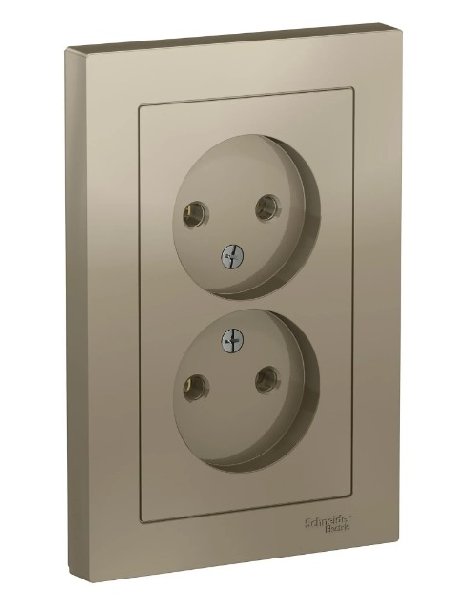 Розетка Встраив Двойная Без Заземления Шампань IP20 16А 250В ATLASDESIGN Schneider Electric