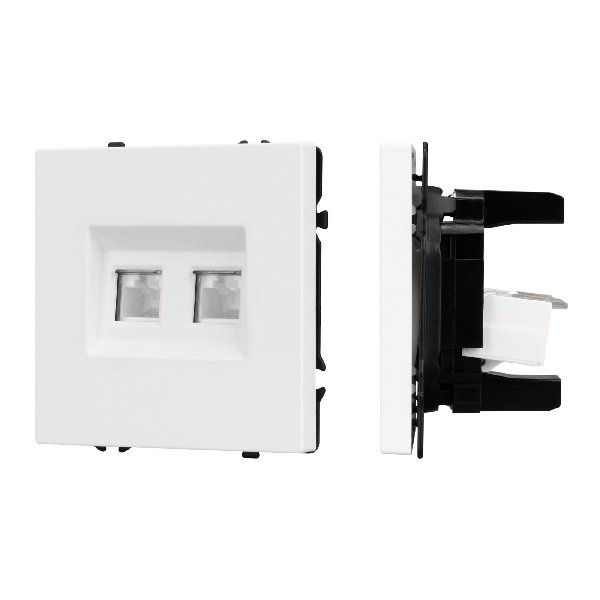 Механизм сдвоенной компьютерной розетки SCT-NOBE-MPC2-SFPL-WH (RJ-45, CAT6) (Arlight, Белый кварц)