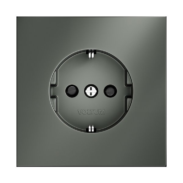Розетка В Рамку  Одинарная С Заземлением+Шторки Титан IP30 16А 250В VOLTUM