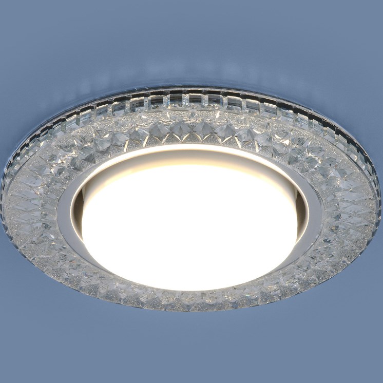 Светильник Точечный ДекорСтекло GX53+LED Прозрачный D130мм  IP20 3021 CL ES