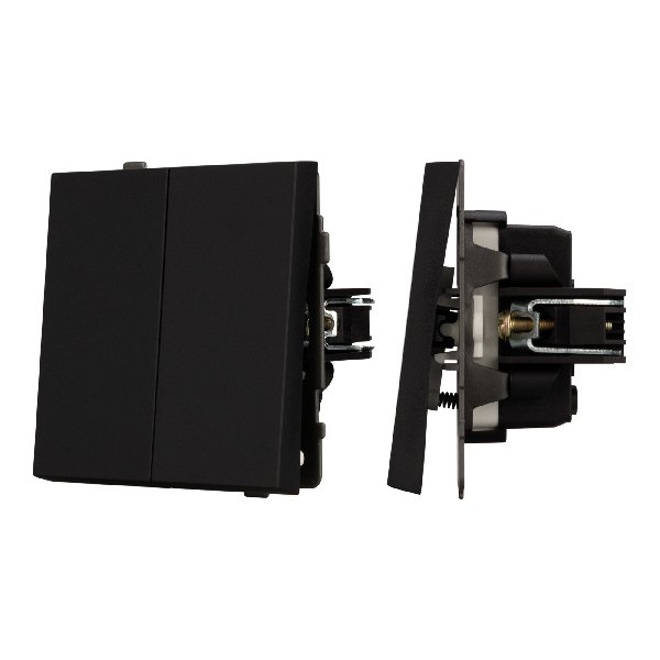 Механизм выключателя двухклавишный непроходной SWT-TENDO-MK02-SFPL-BK (230V, 10A) (Arlight, Матовый 