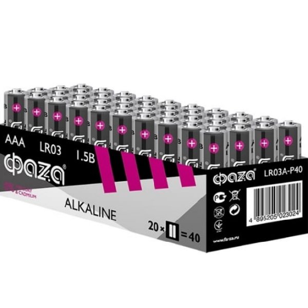 Элемент питания LR03 (ААА) Щелочной 1.5В ФАЗА