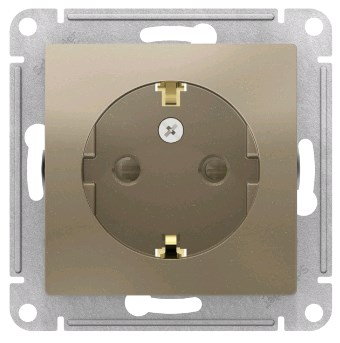 Розетка В Рамку  Одинарная с Заземлением+Шторки Шампань IP20 16А 250В ATLASDESIGN Schneider Electric