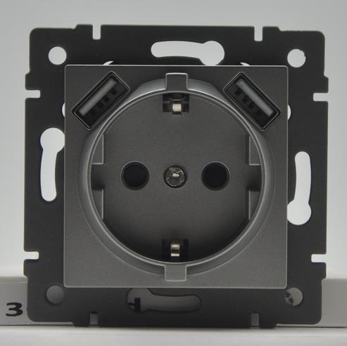 Механизм розетки с USB зарядкой SCT-MUAA-PL-GD-V (250V, 16A) (Arlight, -)