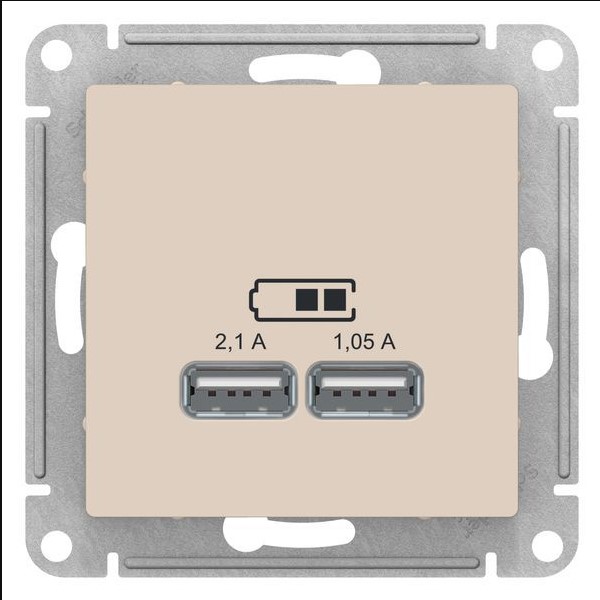 Розетка USB+USB В Рамку Одинарная  Бежевый IP20   ATLASDESIGN Schneider Electric