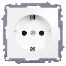 Розетка В Рамку  Одинарная с Заземлением Белый IP20 16А 250В Zena  Vega EL-BI