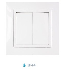 Выключатель Встраив Двухклавишный Без Подсветки Белый IP44 10А 250В Уют Bylectrica