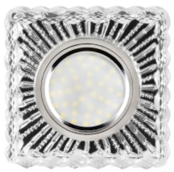 Светильник Точечный ДекорСтекло MR16+LED 1х50Вт GU5.3  Прозрачный 100х100х25мм  IP20 K1683 LBT