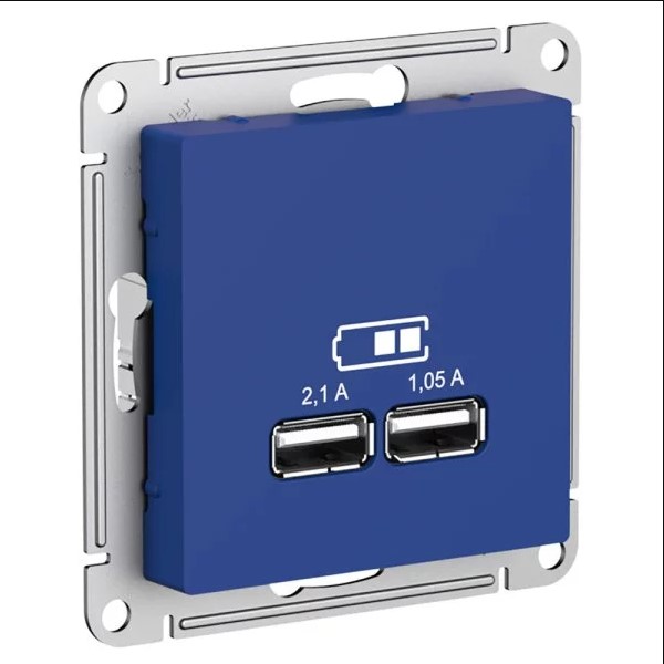Розетка USB+USB В Рамку  Одинарная  Аквамарин IP20   ATLASDESIGN Schneider Electric