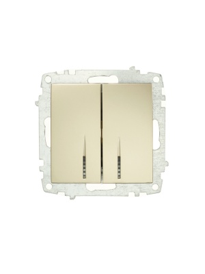 Выключатель В Рамку Двухклавишный С Подсветкой Титан IP20 10А 250В Zena Vega El-BI