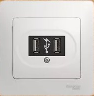 Розетка В Рамку Одинарная USBх2 Белый IP20 GLOSSA Schneider Electric